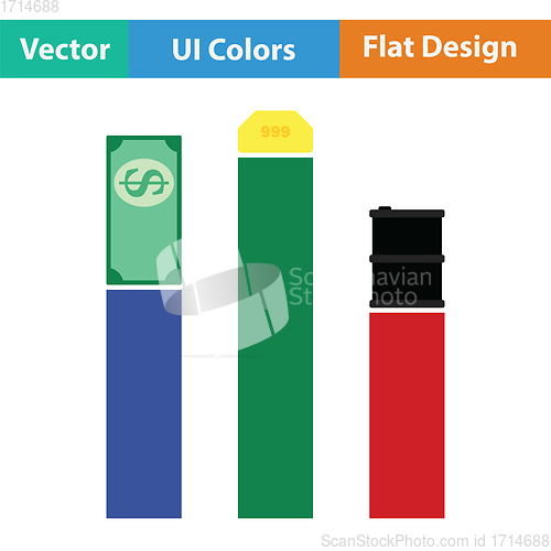 Image of Oil, dollar and gold chart concept icon