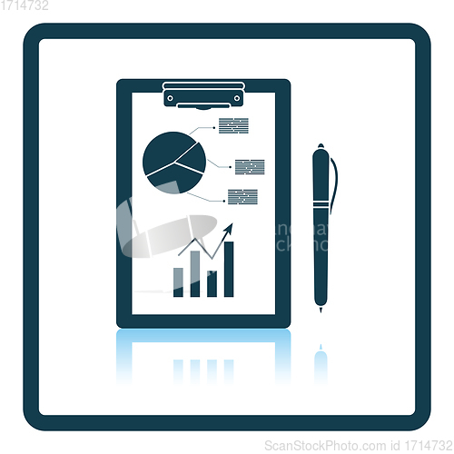 Image of Writing tablet with analytics chart and pen icon