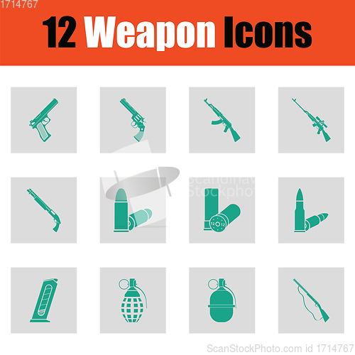 Image of Set of twelve weapon icons