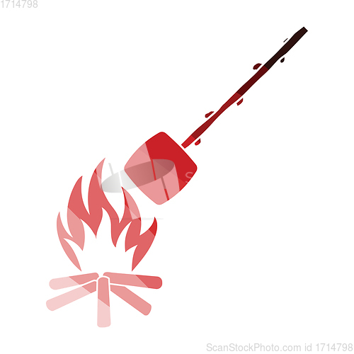 Image of Camping fire with roasting marshmallow icon