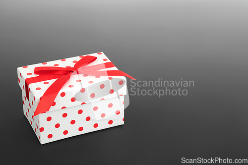 Image of Red Polka Dot Gift Box with Bow