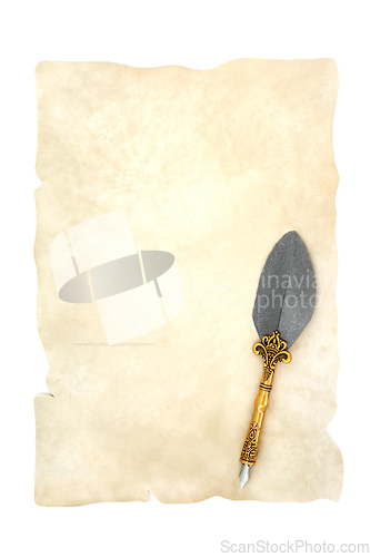 Image of  Parchment Scroll with Quill Feather Pen