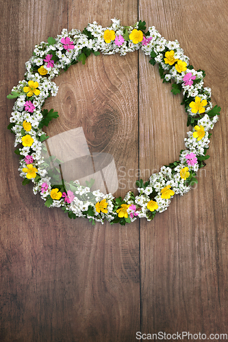 Image of Spring Hawthorn Blossom and Flower Wreath