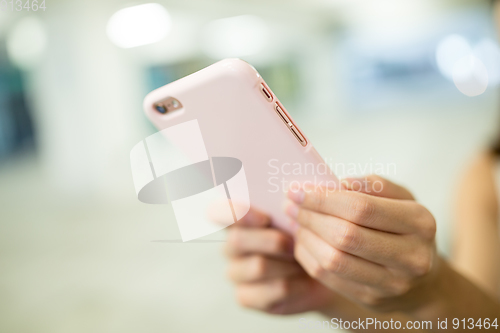Image of Woman hold with smart phone