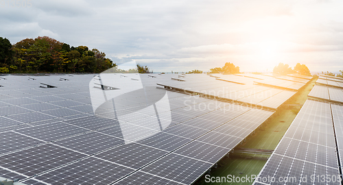 Image of Solar panel under sunlight