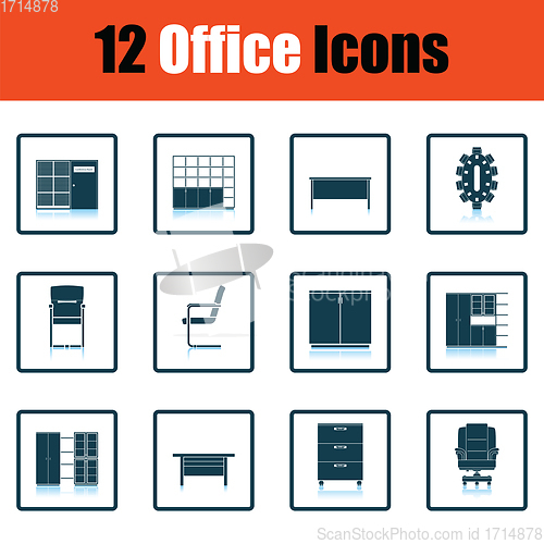 Image of Office furniture icon set