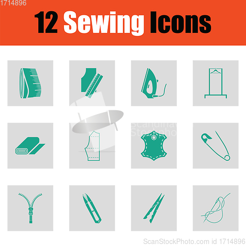 Image of Set of sewing icons