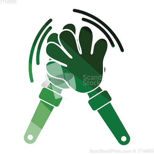 Image of Football fans clap hand toy icon