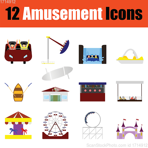 Image of Amusement park icon set