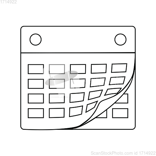 Image of Icon of calendar with bent page 