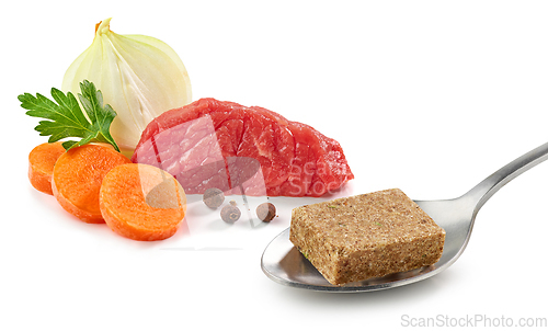 Image of instant beef broth cube and ingredients