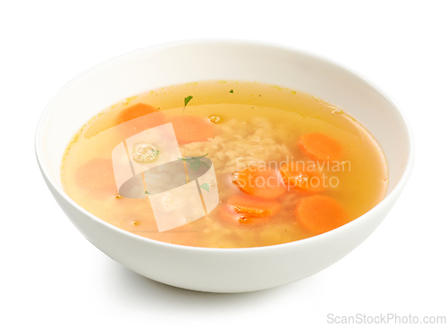 Image of bowl of chicken broth soup