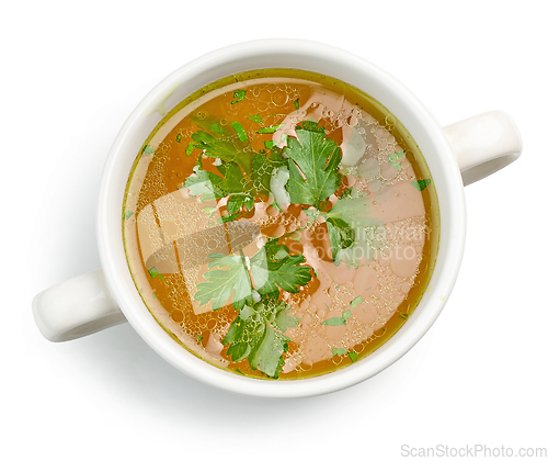 Image of bowl of fresh chicken broth