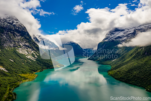 Image of Beautiful Nature Norway natural landscape. lovatnet lake Lodal v