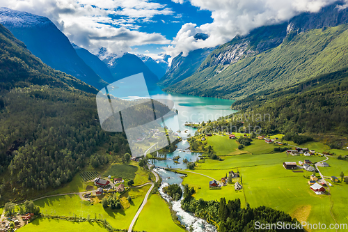 Image of Beautiful Nature Norway natural landscape. lovatnet lake Lodal v