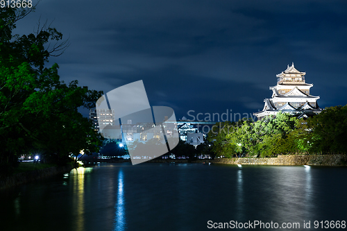 Image of Hiroshima Castle in Hiroshima at night