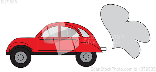 Image of Simple vector illustration of a red car on white background