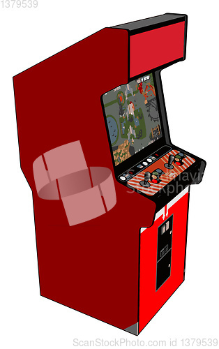 Image of Vintage red video game vector illustration on white background