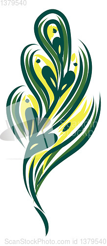 Image of Painting of green and yellow feather vector or color illustratio