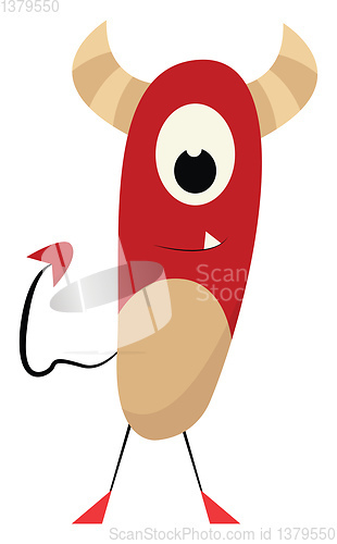 Image of Clipart of a red-colored monster with a tail  vector or color il