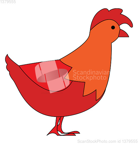 Image of Red orange hen facing right illustration vector on white backgro