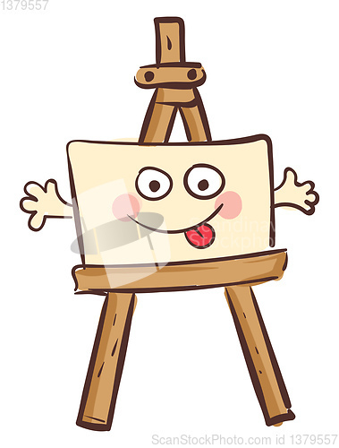Image of Easel with a happy canvas vector illustration on white backgroun