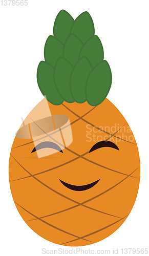 Image of Emoji cartoon smiling pineapple vector or color illustration