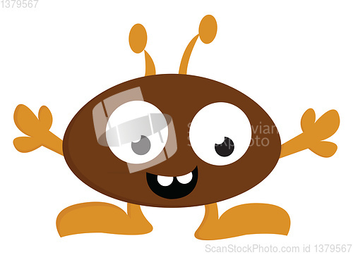 Image of Brown and yellow happy monster vector illustration on white back