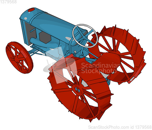 Image of Blue and red tractor vector illustration on white background