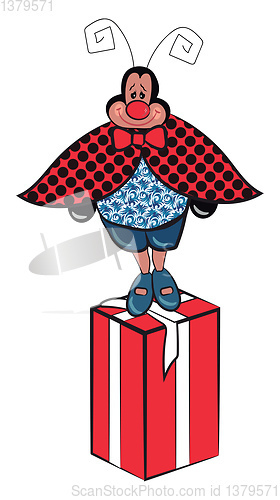 Image of A cissy with gift box vector or color illustration