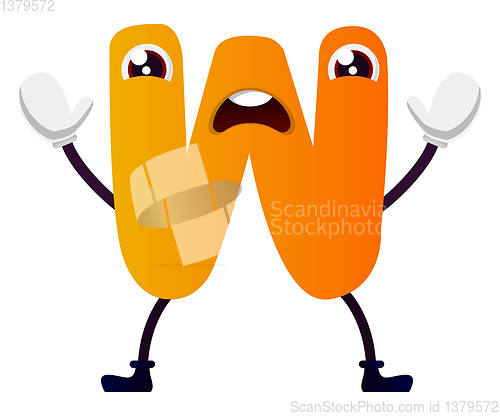 Image of Orange letter W vector illustration on white background