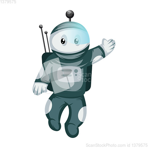 Image of Astronaut wacing white background vector illustration.