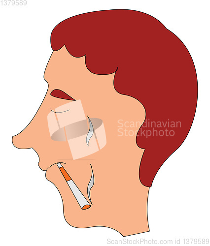 Image of Image of a boy smoking, vector or color illustration.