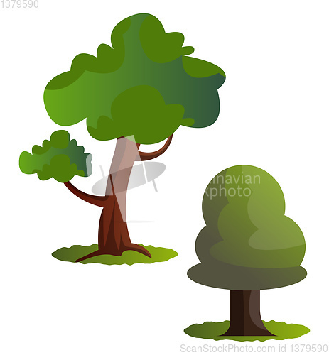 Image of Couple of green trees vector illustration on white background