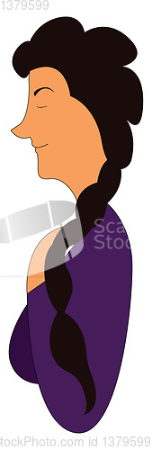 Image of A lady with long braided hair looks beautiful vector or color il