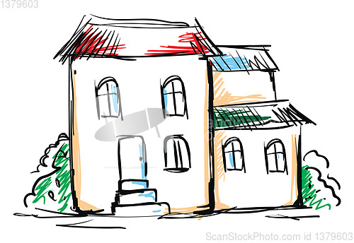 Image of Sketch of a house vector or color illustration