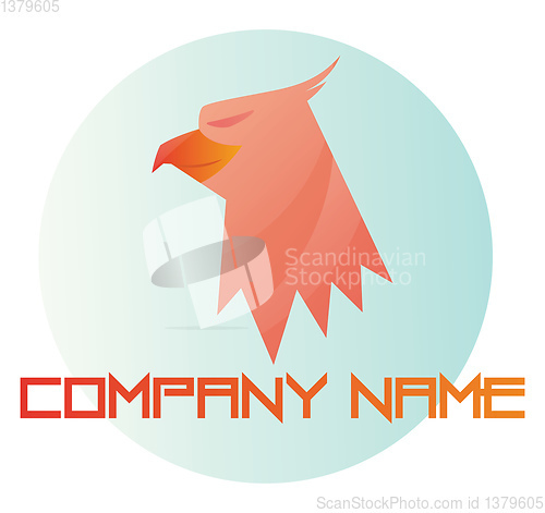 Image of Pink eagle head inside blue bubble logo vector illustration on w