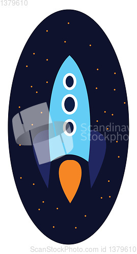 Image of Clipart of a rocket over dark-blue background vector or color il