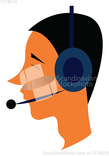 Image of A pilot with headset vector or color illustration