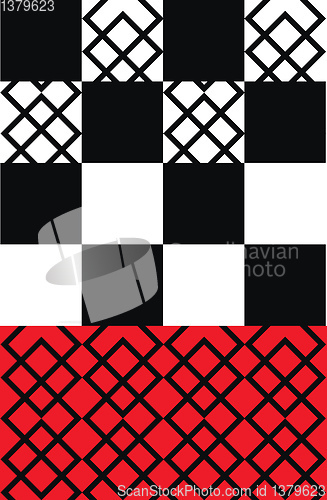 Image of A pattern with regular designs and alternately white and black s