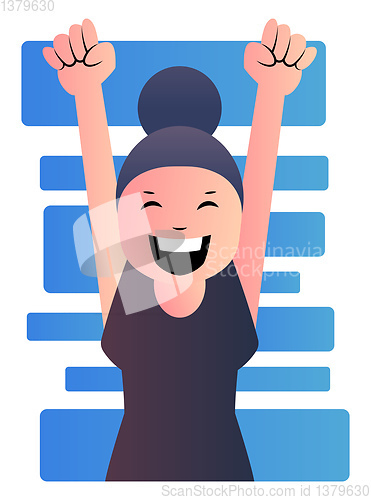 Image of Cartoon young happy girl vector illustartion on white background