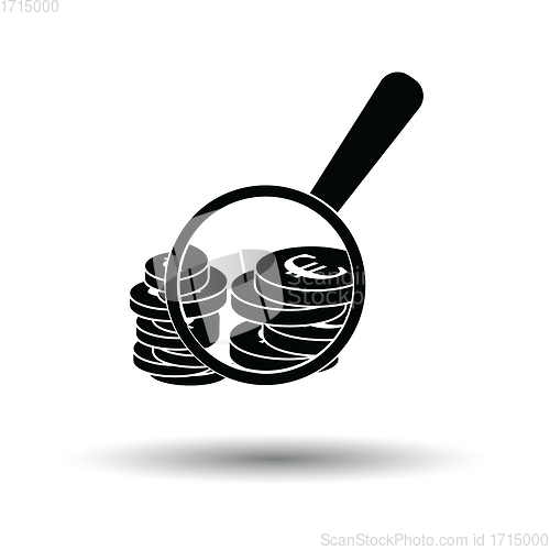 Image of Magnifying over coins stack icon