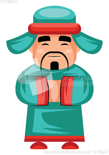 Image of Chinese man celebrating Chinese New Year vector illustration