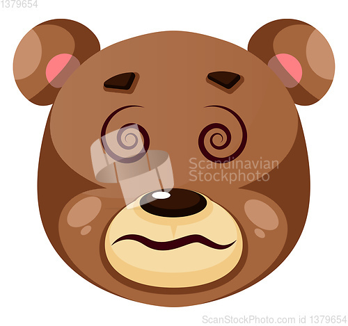 Image of Bear is feeling dizzy, illustration, vector on white background.