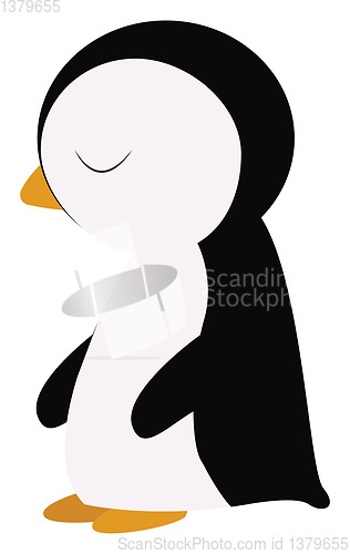 Image of Penguin on clouds, vector or color illustration.