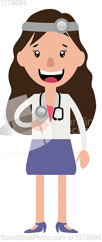 Image of A woman doctor with stethoscope laughing illustration vector on 