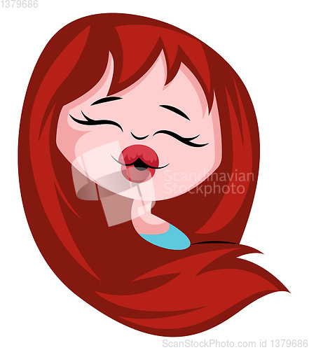 Image of Girl with a long hair sending kisses illustration vector on whit