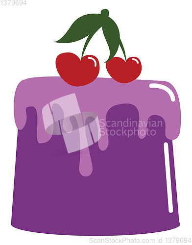 Image of A purple jelly with cherry toppings, vector or color illustratio