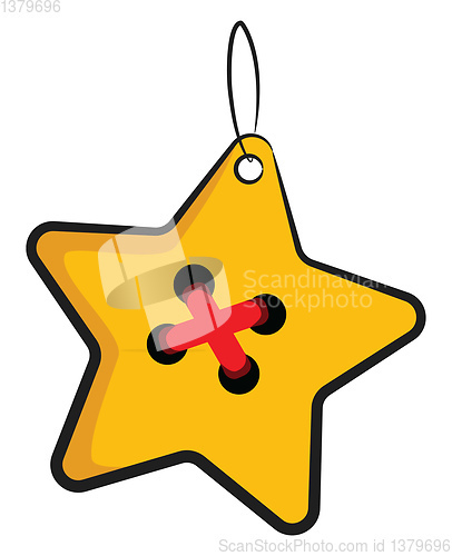 Image of Golden star Christmas decoration vector or color illustration