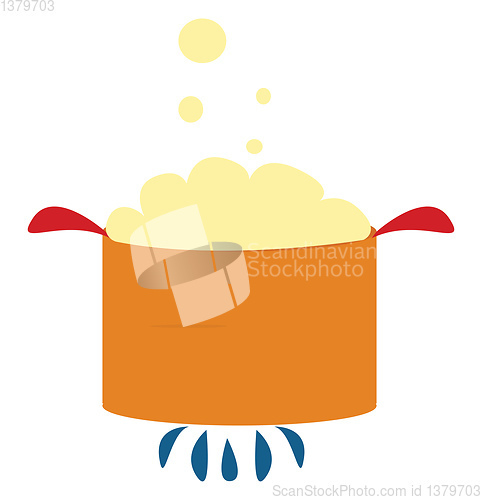 Image of Image of boiling pot, vector or color illustration.